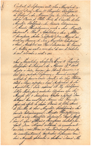 Cópia do contrato de esponsais entre a Rainha D. Maria II e o Infante D. Miguel. 29 de outubro de 1826