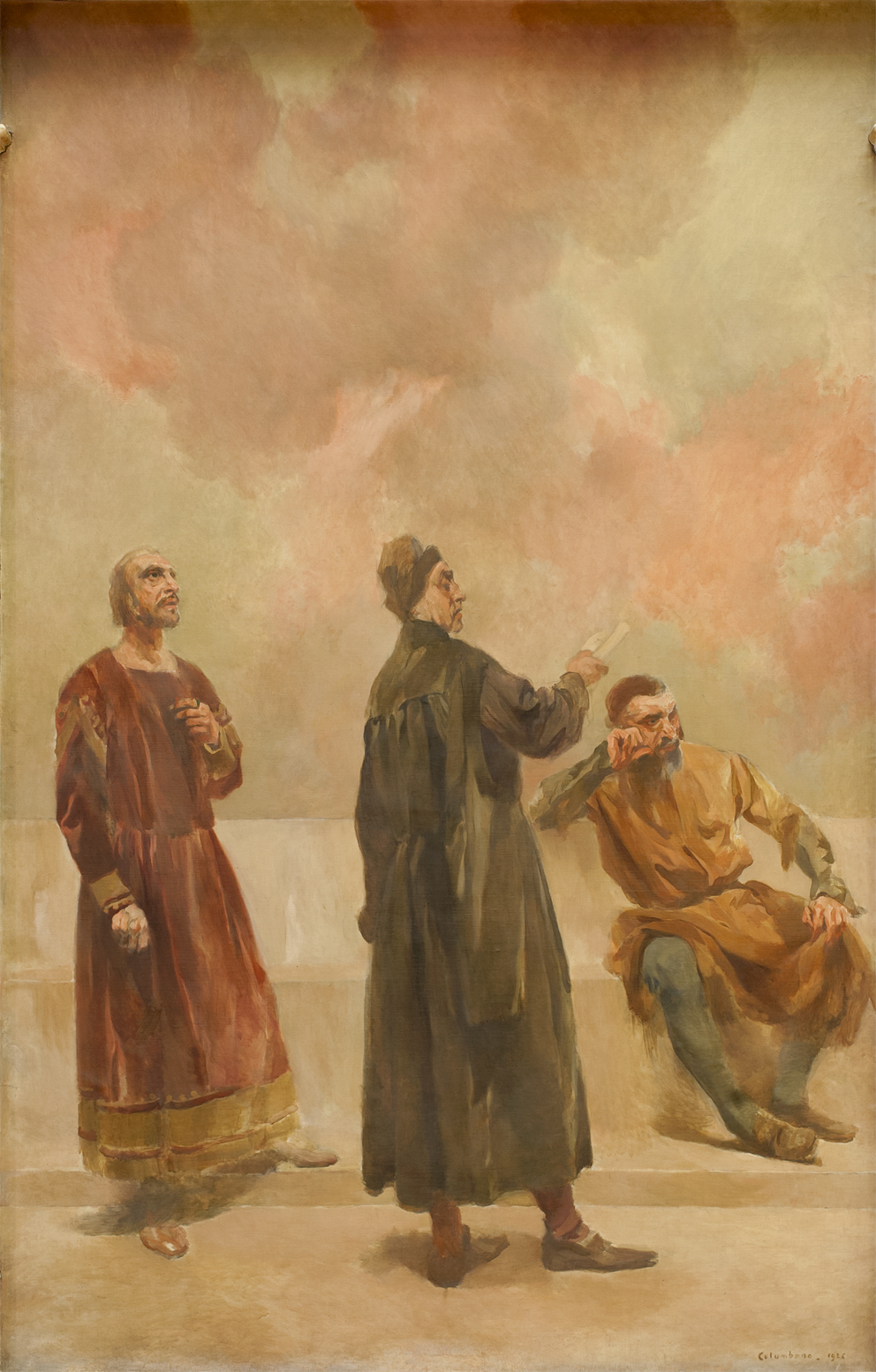 Painel retratando D. Dinis, João das Regras e D. João II