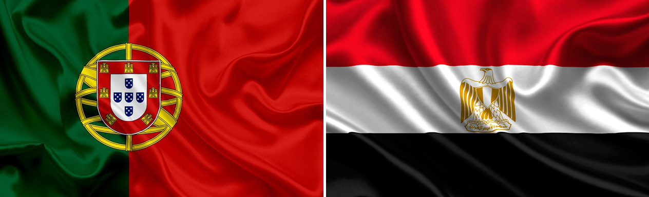 Bandeira de Portugal e Bandeira do Egito