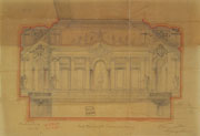 Projecto de Miguel Ventura Terra para a decoração da parede da Presidência da Sala das Sessões, 1899 (AHMOP)