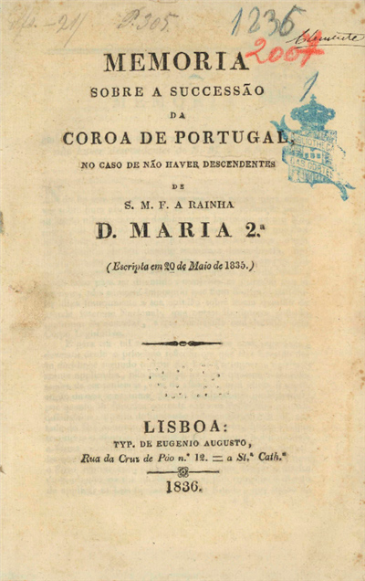 Memória sobre a sucessão da Coroa de Portugal (1835)
