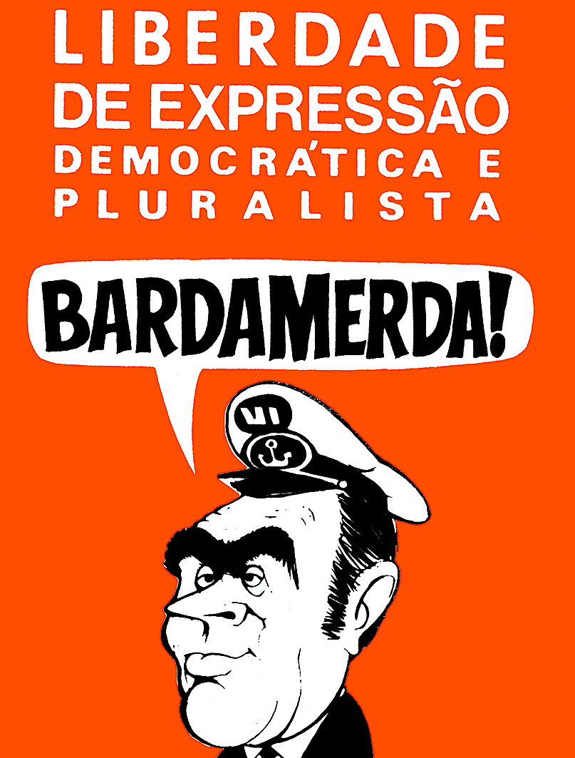 Autocolante alusivo ao facto de, depois do cerco e de ser acusado de fascista, Pinheiro de Azevedo ter afirmado "Bardamerda para o fascista".