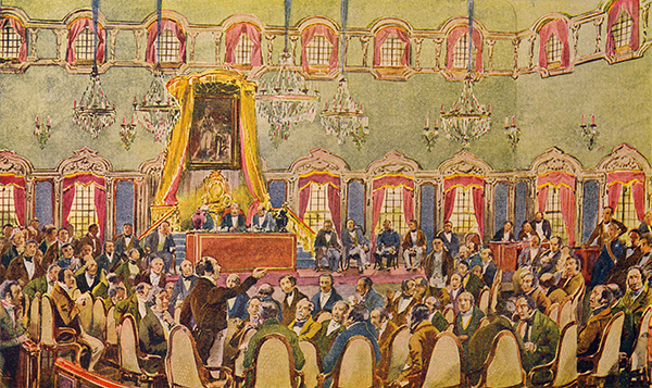 As Cortes Constituintes de 1820, por Roque Gameiro (in "Quadros da História de Portugal", 1917).