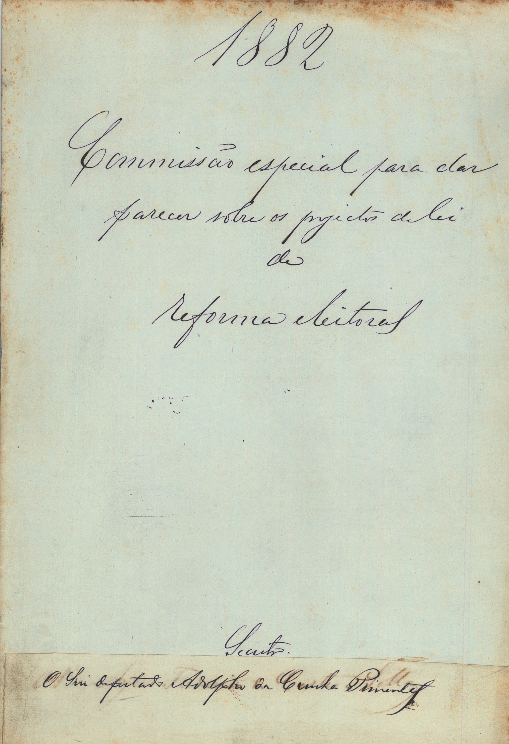 Recibo referente à Comissão para dar parecer sobre dois projetos de lei sobre reforma eleitoral. Cota AHP: Secção I/II, cx. 656, mç. 583, doc. 13