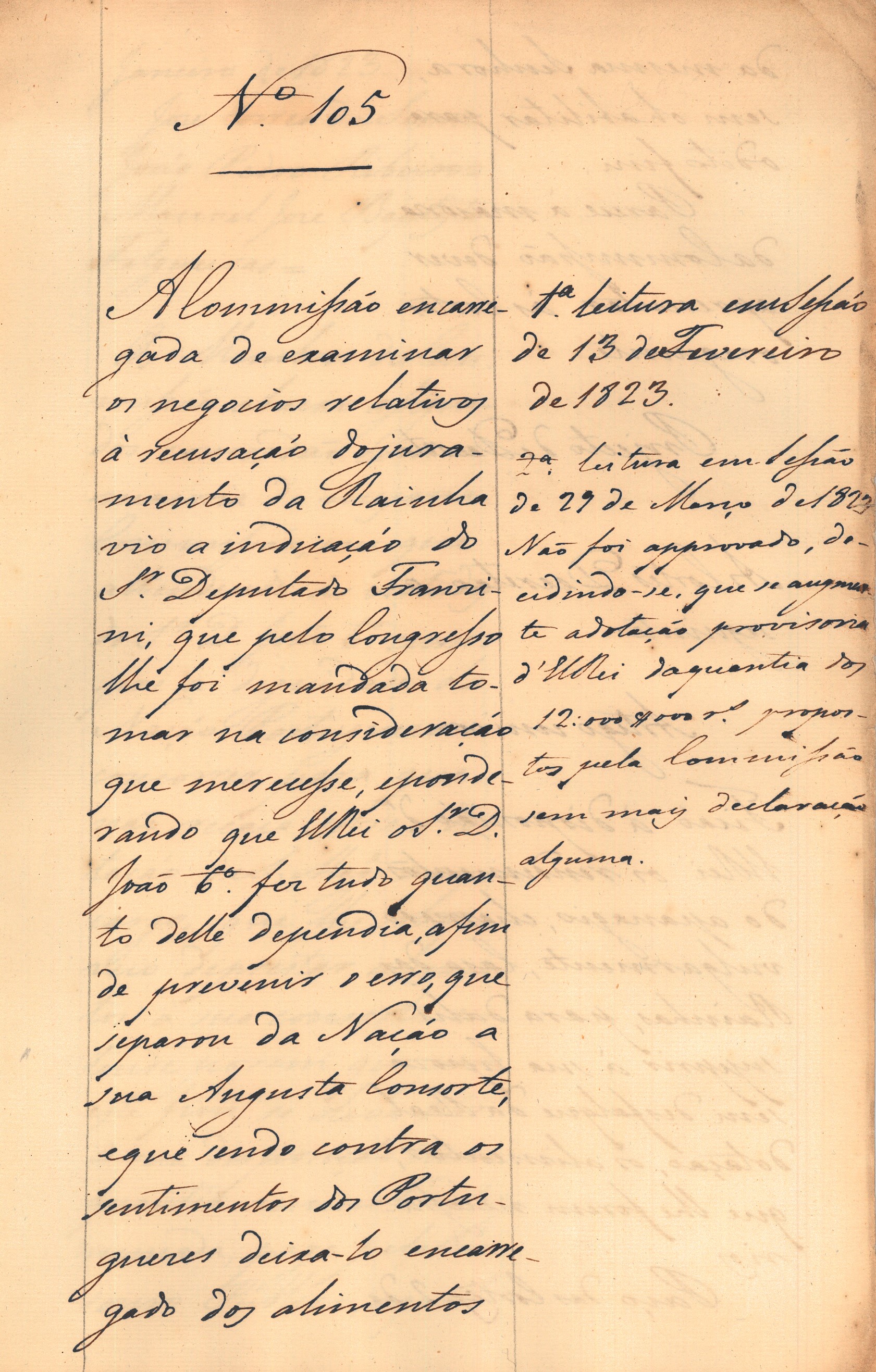 Parecer da Comissão encarregada de examinar os negócios relativos à