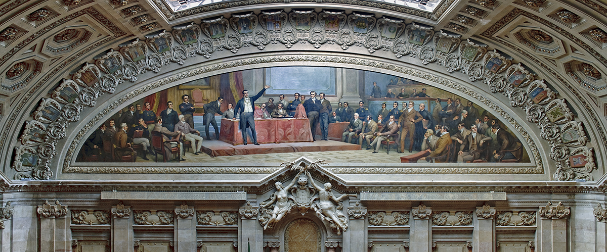 Pintura de Veloso Salgado representando as Cortes Constituintes de 1821