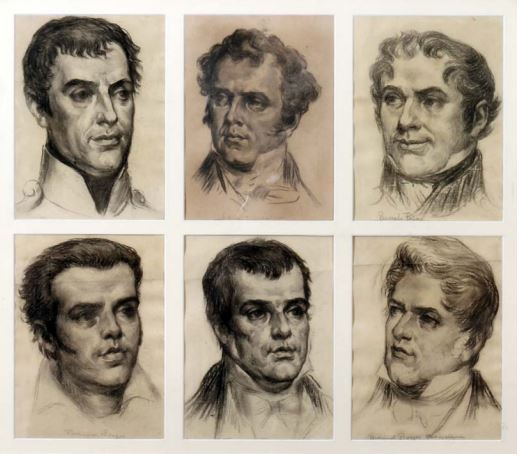 Estudos de retratos para a tela “Cortes Constituintes de 1821” – Bernardo Sepúlveda, José da Silva Carvalho, José Barreto Feio, José Ferreira Borges, Manuel Fernandes Tomás e Manuel Borges Carneiro