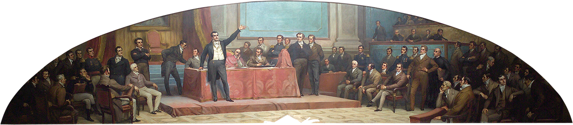 Pintura de Veloso Salgado representando as Cortes Constituintes de 1821.