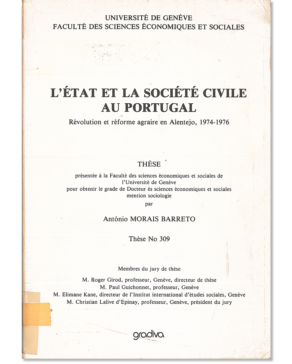L'État et la société civile au Portugal : révolution et réforme agraire en Alentejo : 1974-1976