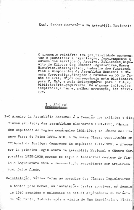 Relatório de António Álvaro Oliveira Neves, de junho de 1941. Cota AHP: Secção XV, cx. 5, n.º 15