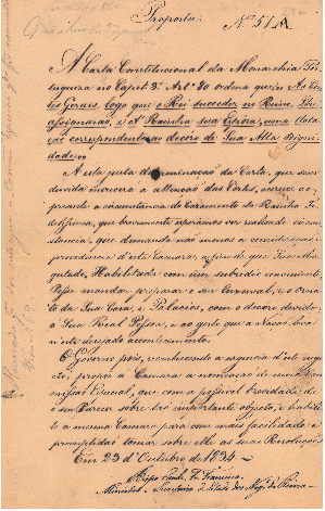 Proposta de lei n.º 51-A, de 23 de outubro de 1834, sobre a dotação da Rainha D. Maria II. 