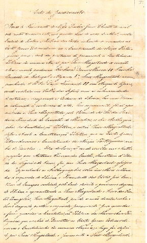 Auto de Juramento de D. Maria II nas Cortes Gerais Extraordinárias e Constituintes da Constituição Política de 1838.