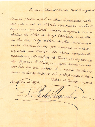 Mensagem do Regente D. Pedro dirigida à Câmara dos Deputados 
