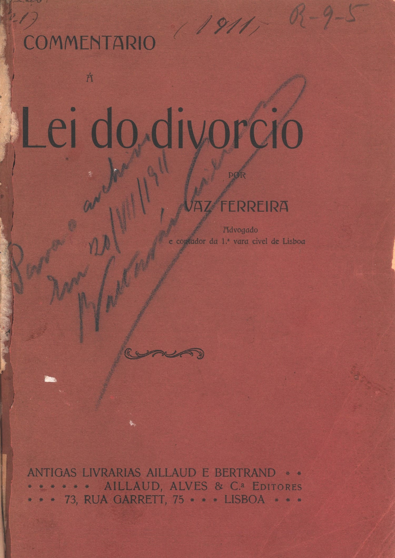 Commentario à Lei do Divórcio : (Decreto de 3 de novembro de 1910)