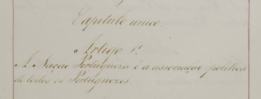Pormenor da primeira página da Constituição de 1838.
