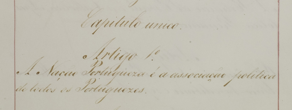 Pormenor da primeira página da Constituição de 1838.