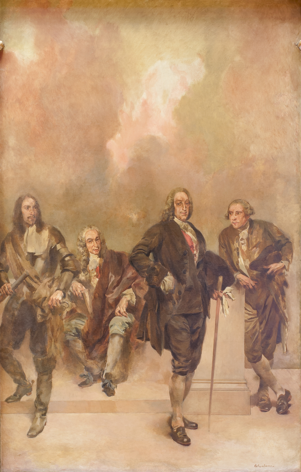 Painel retratando Conde de Castelo Melhor, D. Luís da Cunha, Marquês de Pombal e José Seabra da Silva
