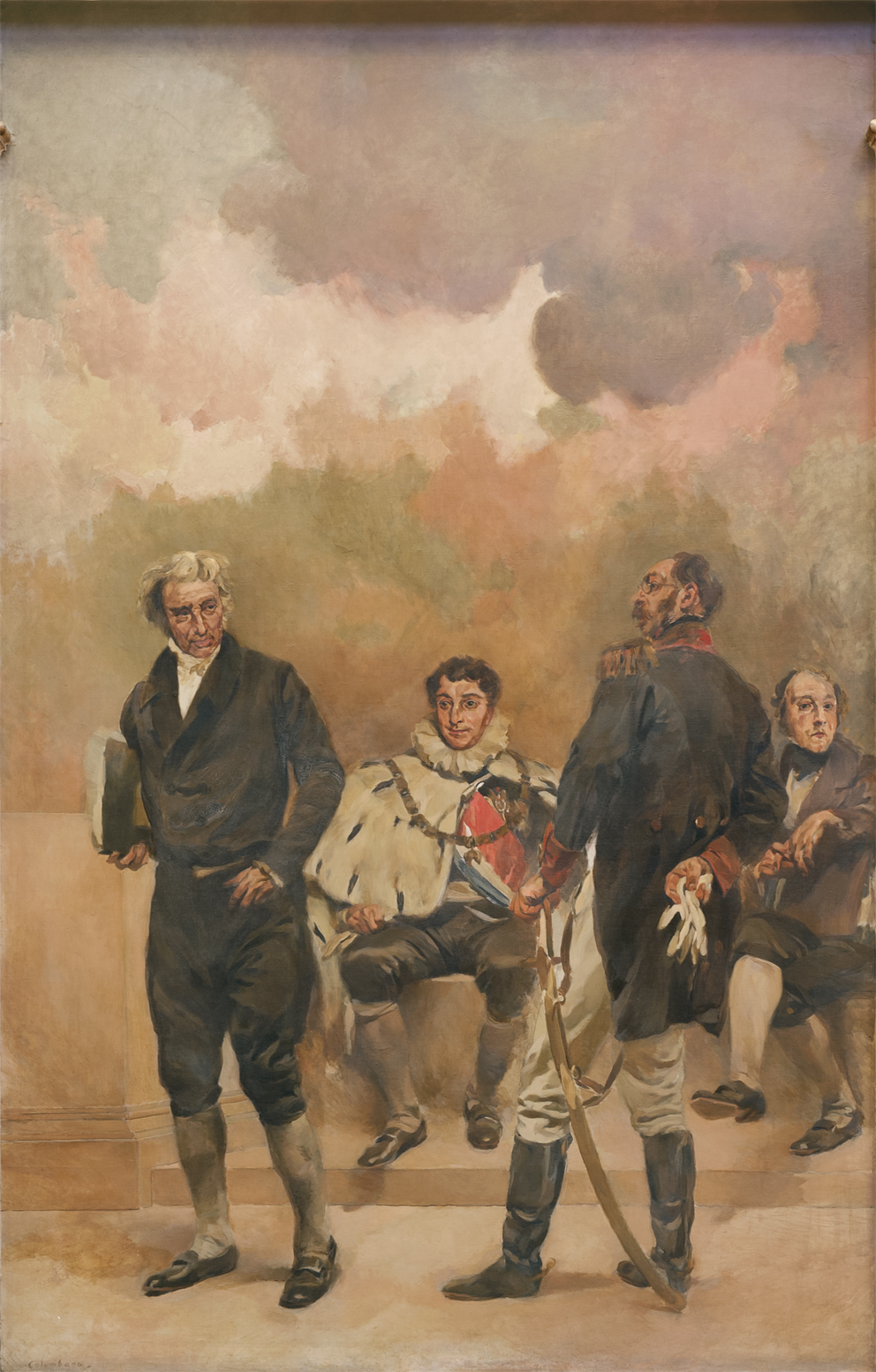 Painel retratando Mouzinho da Silveira, Duque de Palmela, Duque de Saldanha e José da Silva Carvalho