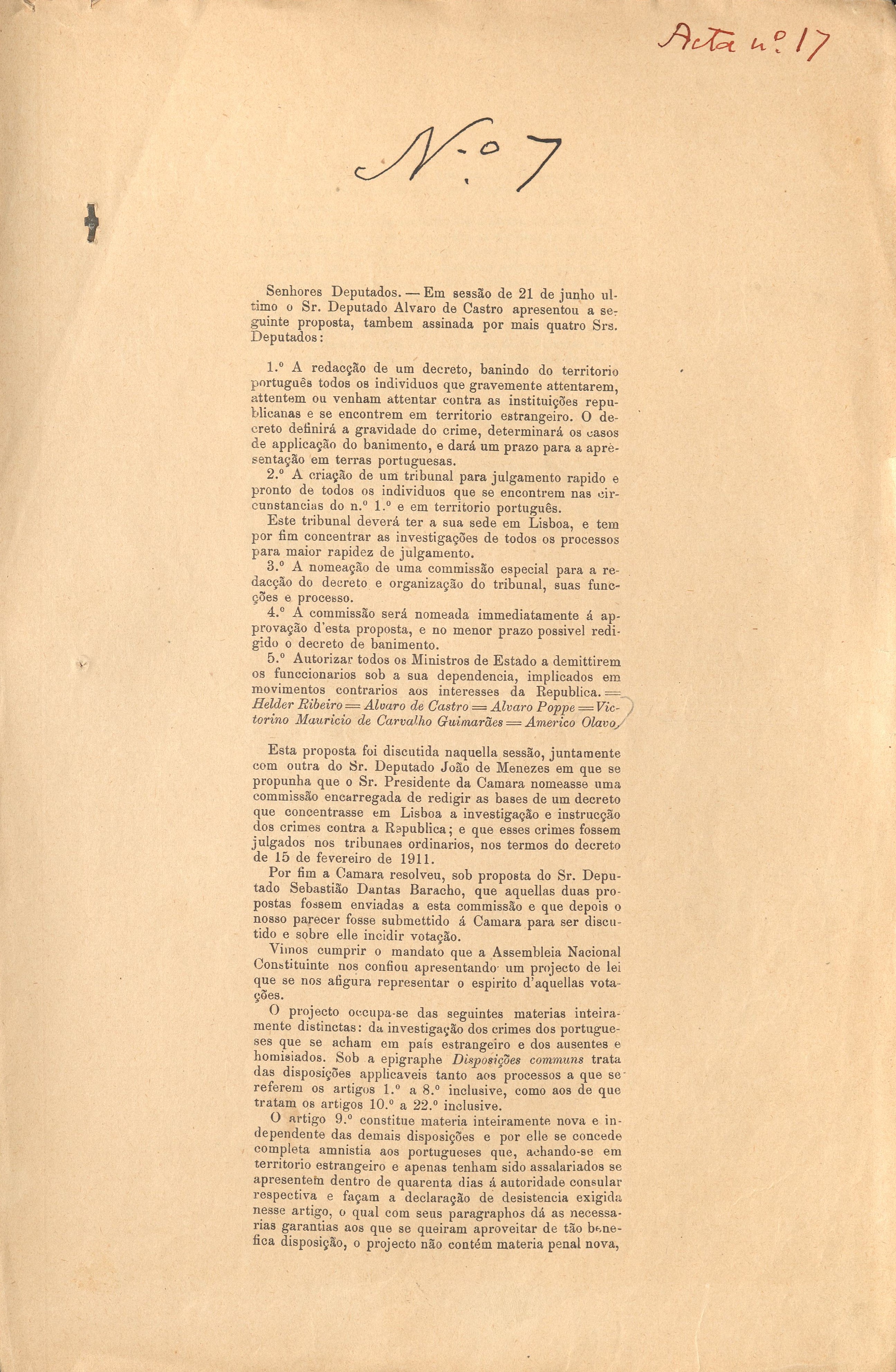 Comissão crimes contra república 1911