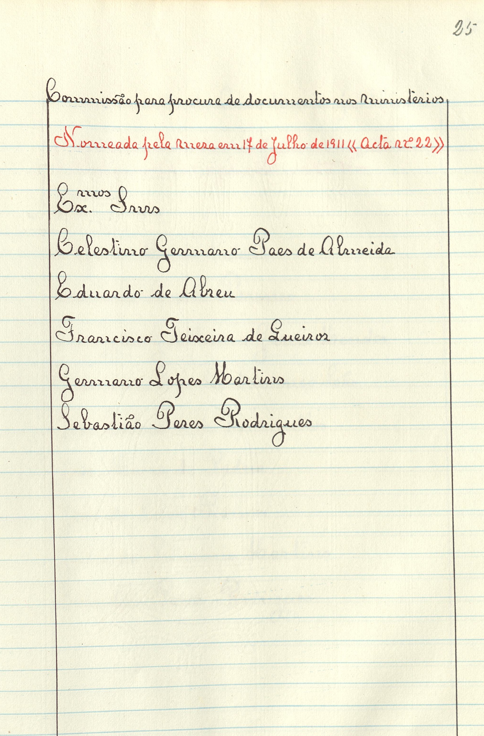 Comissão documentos do ministério 1911