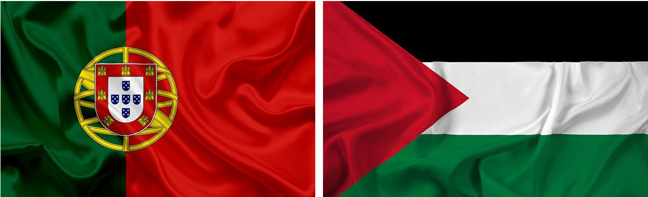 Bandeira de Portugal e Bandeira da Palestina