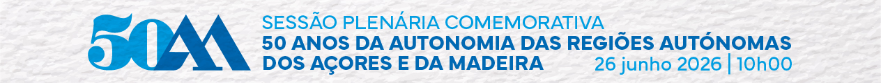 Banner dos 50 anos de autonomia dos Açores e da Madeira