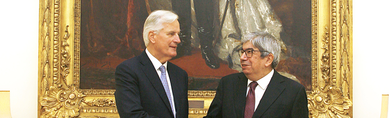  Negociador-Chefe da União Europeia para o Brexit, Michel Barnier e o Presidente da Assembleia da República