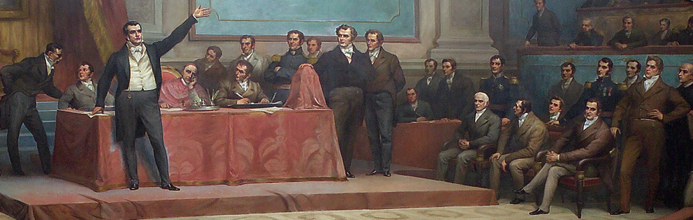 Pintura de Veloso Salgado representando as Cortes Constituintes de 1821.